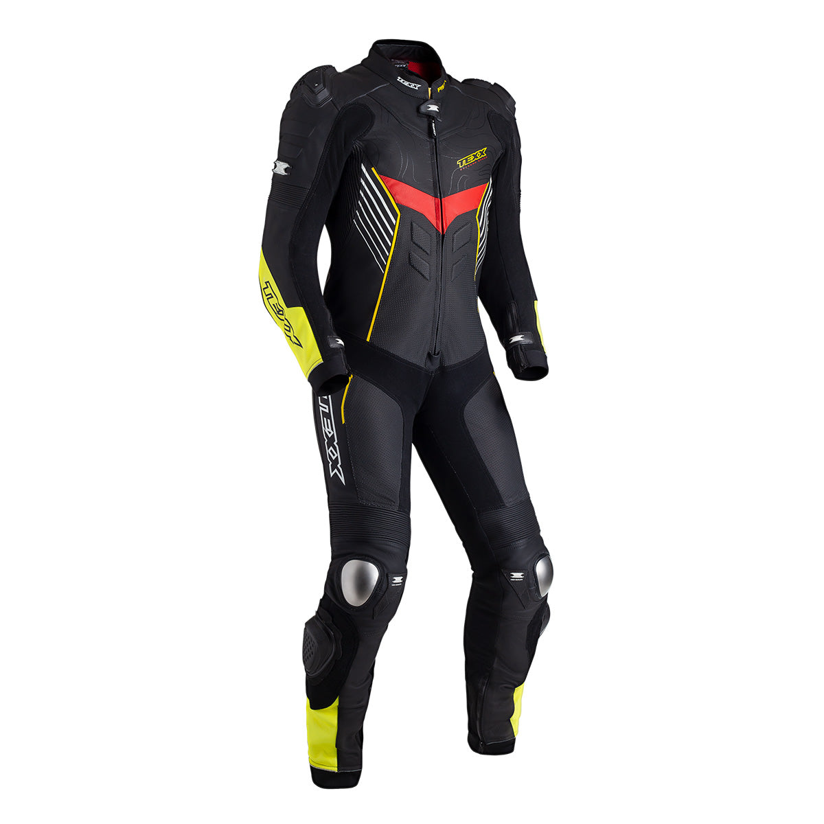 Macacao Texx 1 Peça Pista Preto Amarelo Vermelho