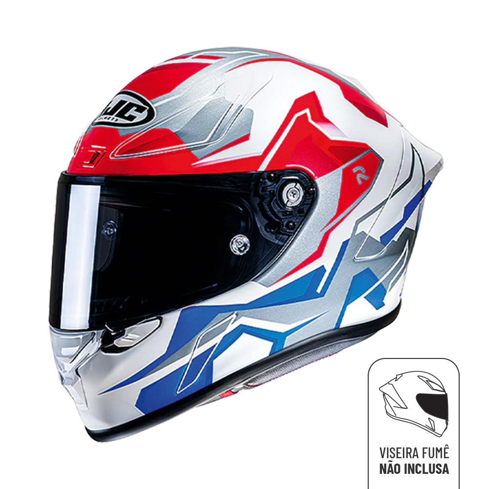 Capacete Hjc Rpha 1 Nomaro Vermelho Branco Azul e Cinza