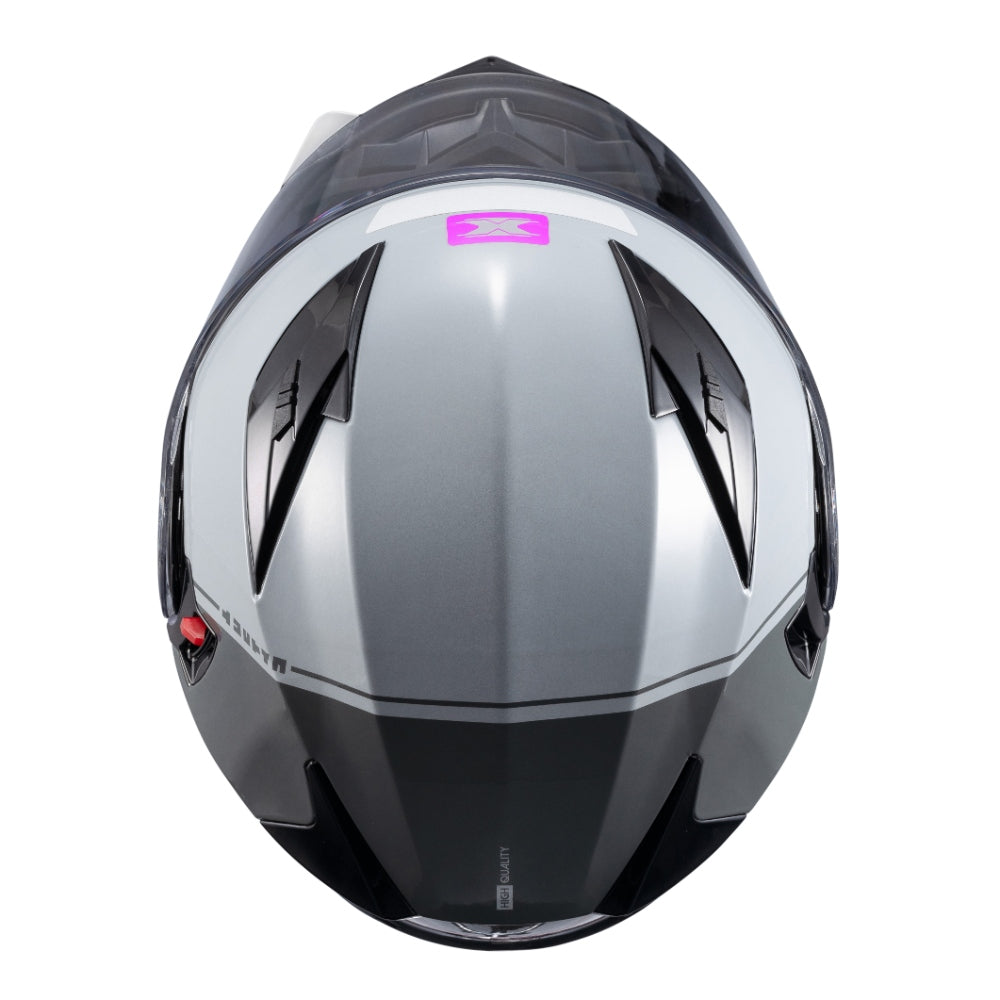 Capacete Texx Escamoteável Gladiator V3 Makan Cinza Rosa Brilhante