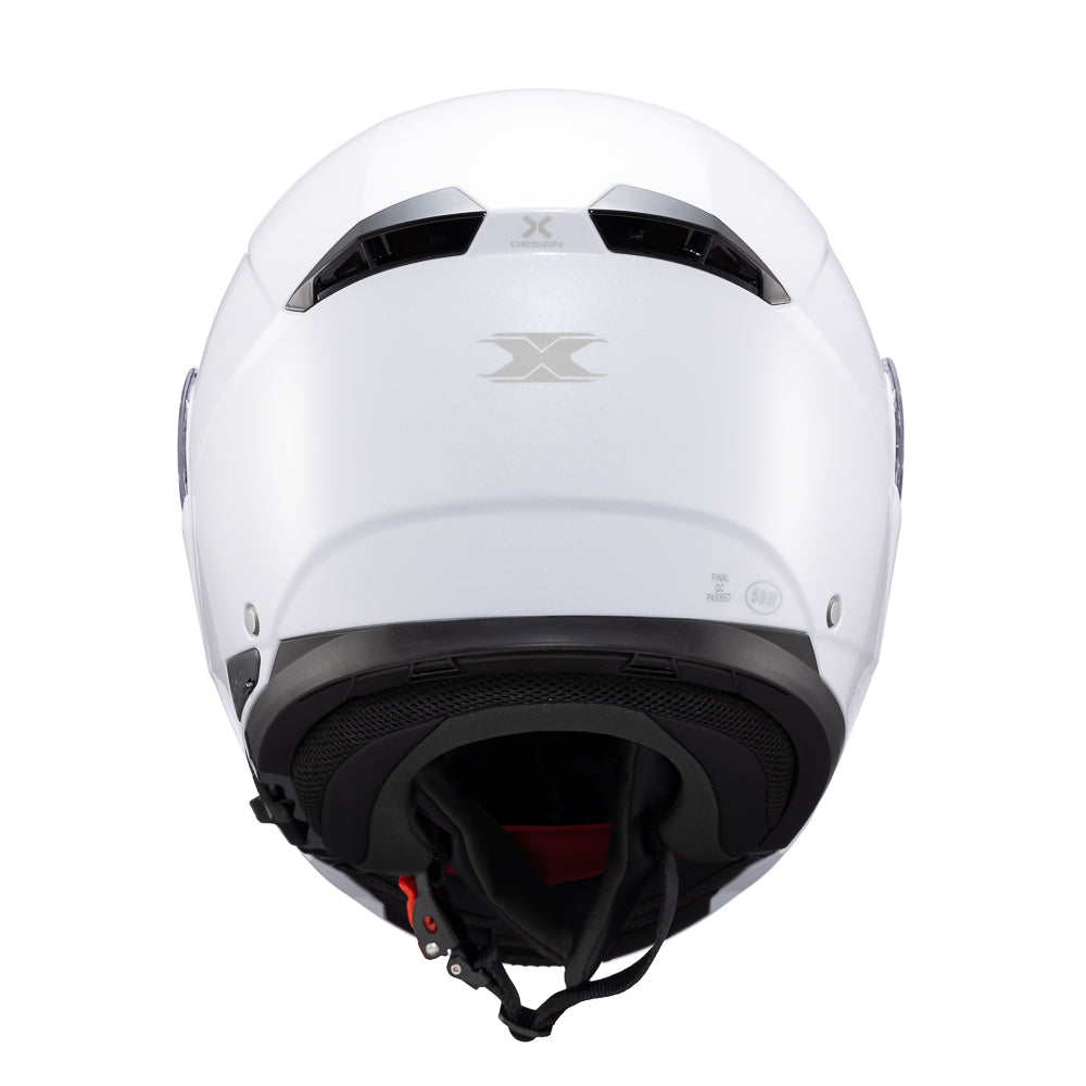 Capacete Texx Escamoteável Kratos Solid Branco Brilhante