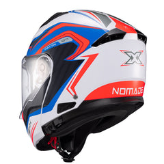 Capacete Texx Escamoteável Kratos Nomade Branco Azul Vermelho Brilhante