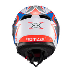 Capacete Texx Escamoteável Kratos Nomade Branco Azul Vermelho Brilhante